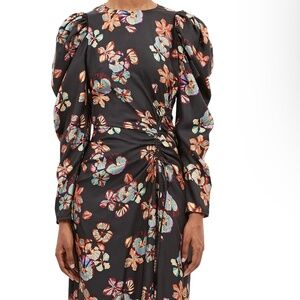 Ulla Johnson Amalie Twisted-Front Floral Silk Midi Dress